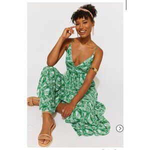Francesca's Collections Green Leaf Maxi Dress
